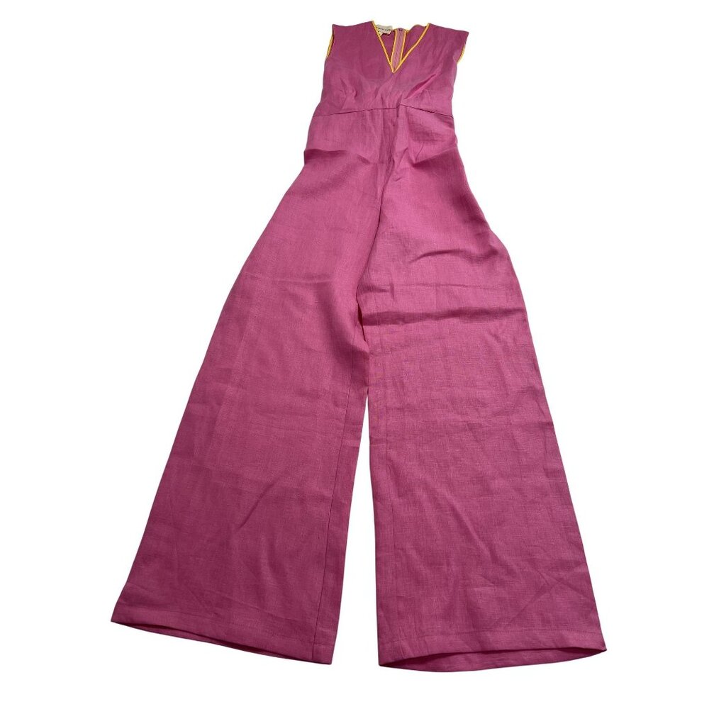 Sleeveless Straight-Leg Jumpsuit in Fuchsia